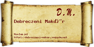 Debreczeni Makár névjegykártya